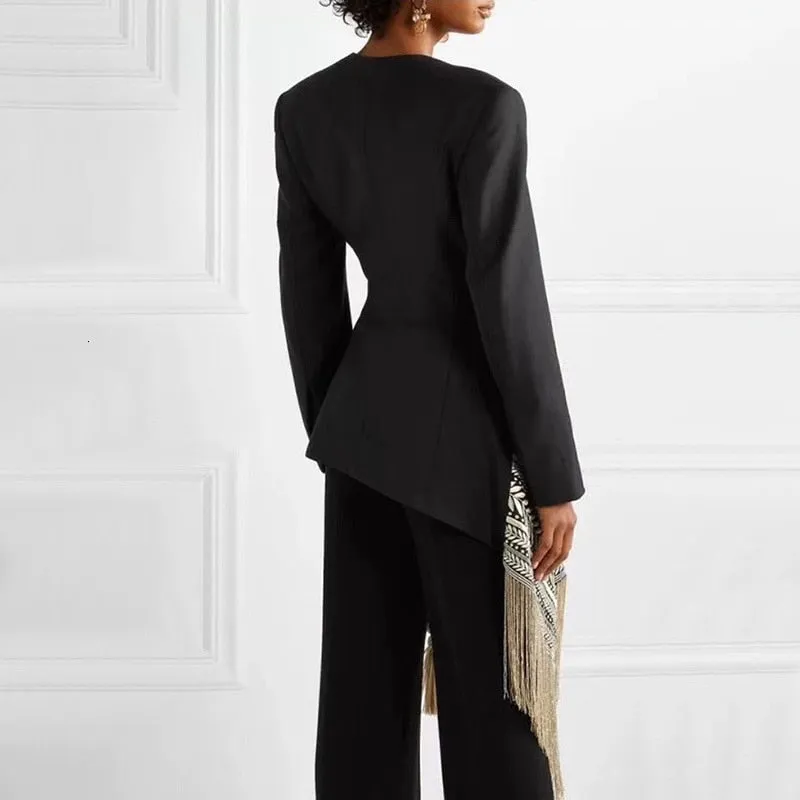 Asymmetrical Blazer With Embroidery