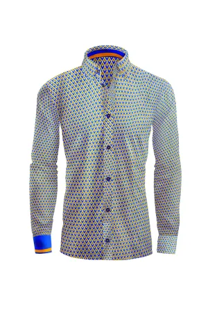 Azure Geometric Elegance Dress Shirt