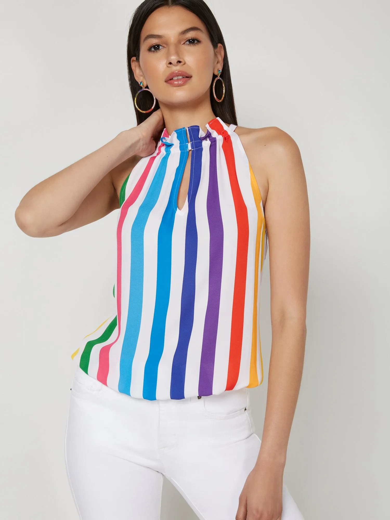 Banded Stripe Halter Top