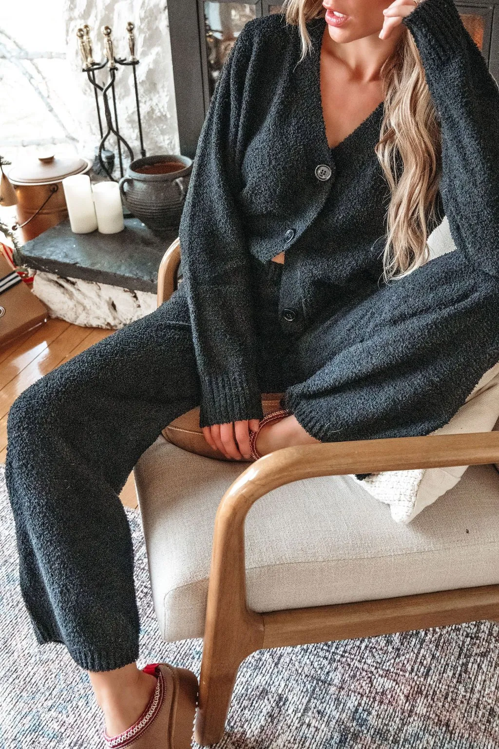 Black Sherpa Lounge Set