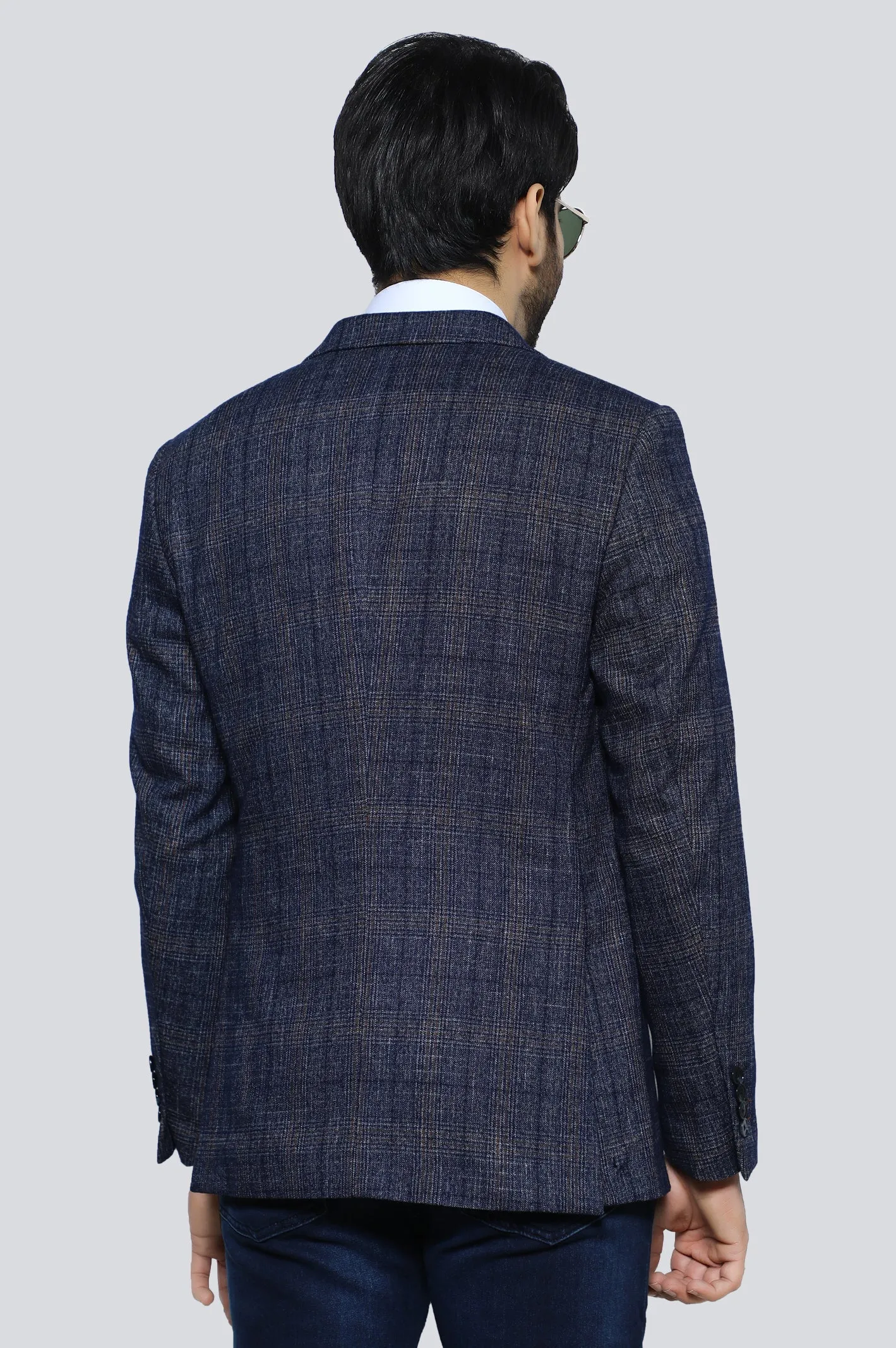 Blue Check Blazer for Men's