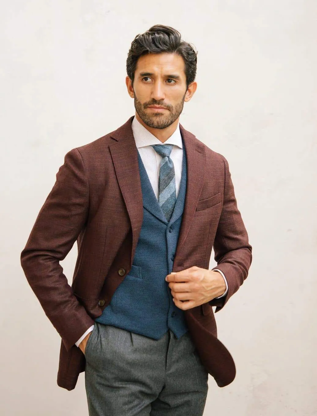 Burgundy Saxony Wool Blazer