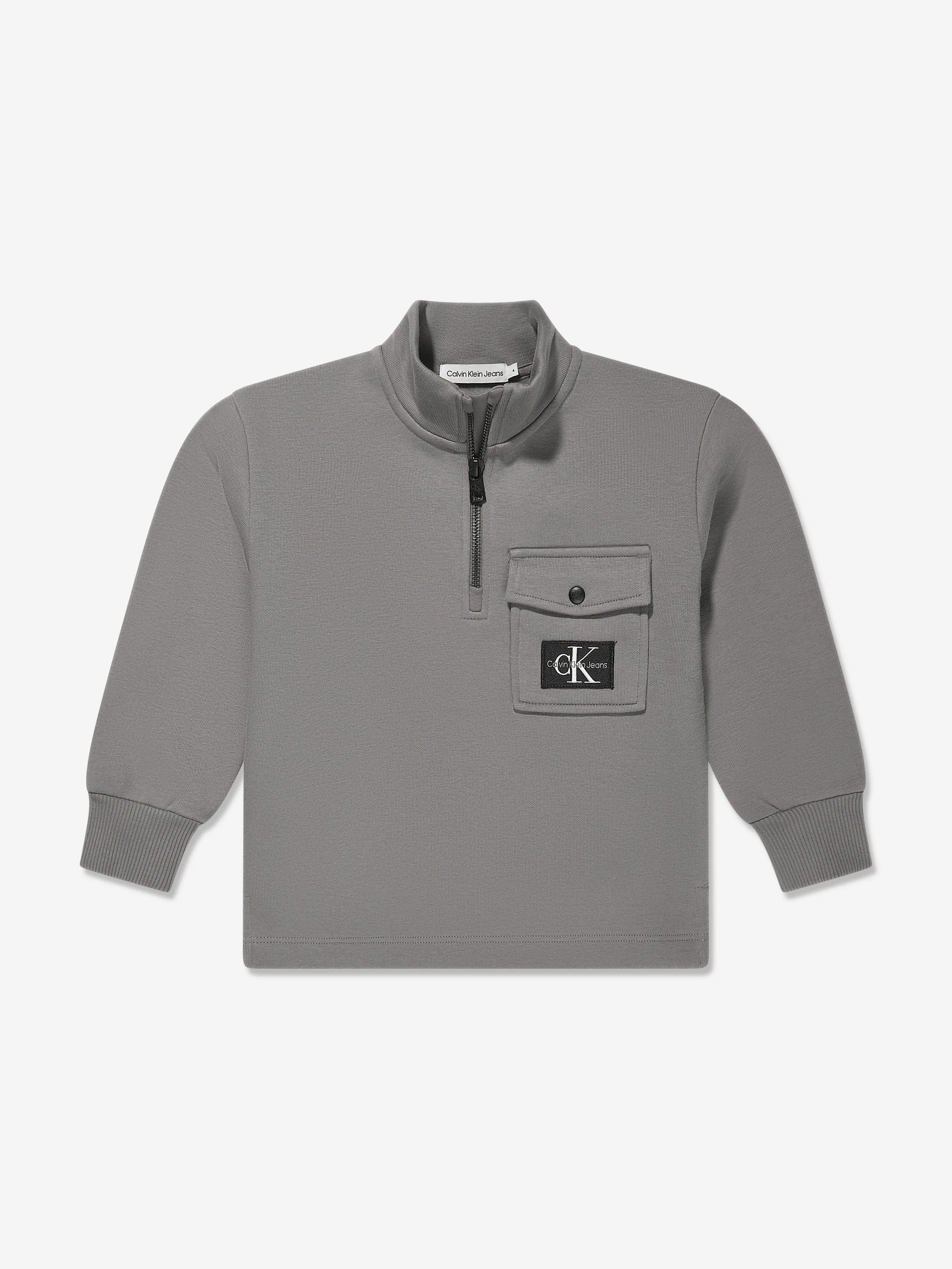 Calvin Klein Boys Half Zip Fleece Popover in Grey