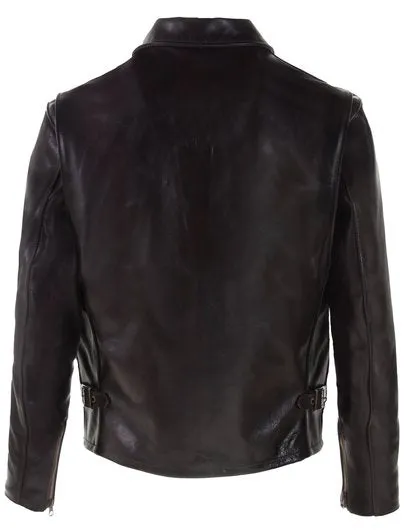 Classic Heavy Cowhide Racer Motorcycle Jacket 688 - Brown