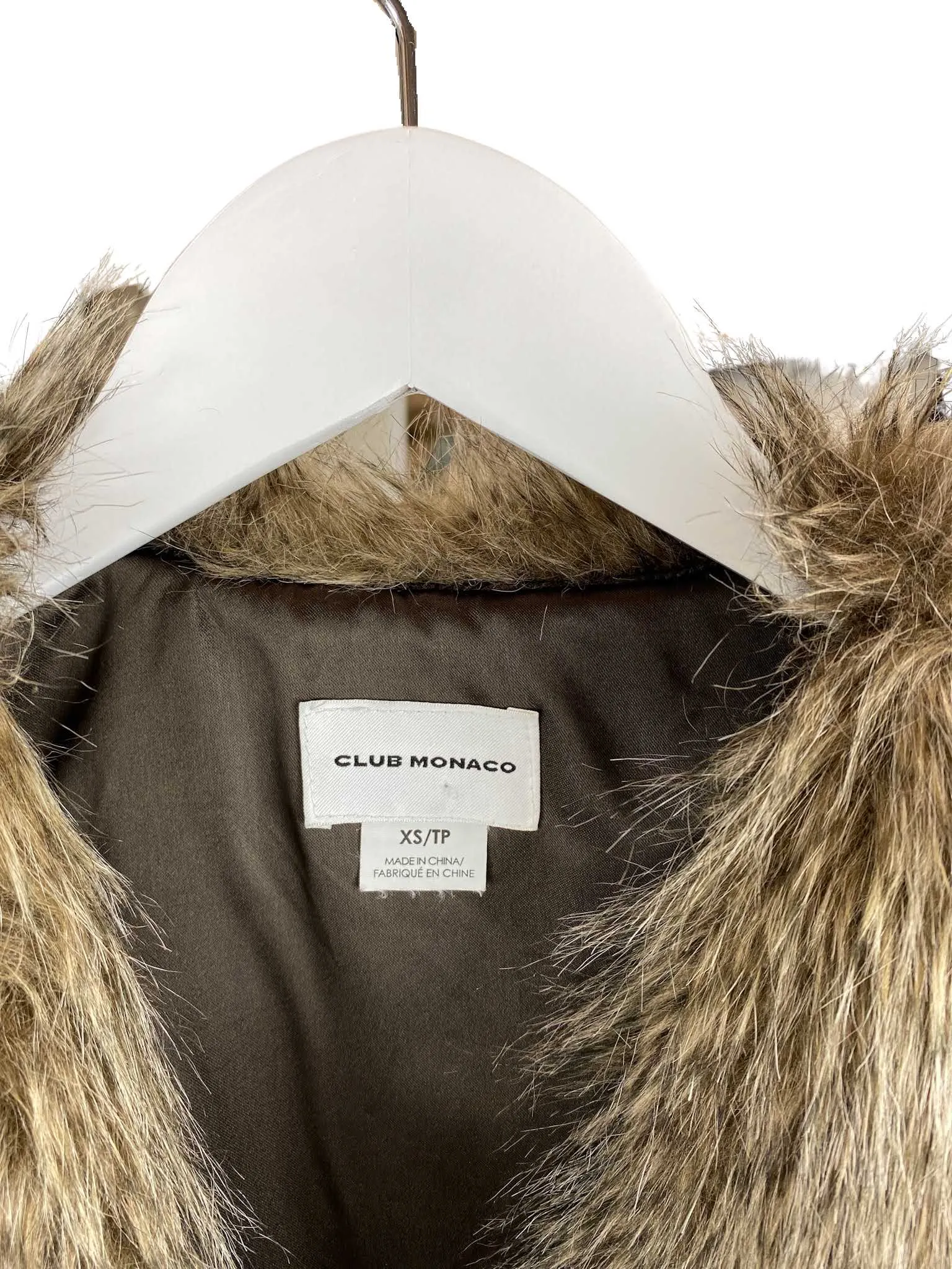 Club Monaco, Women's Faux Fur Vest, Brown, Size XS