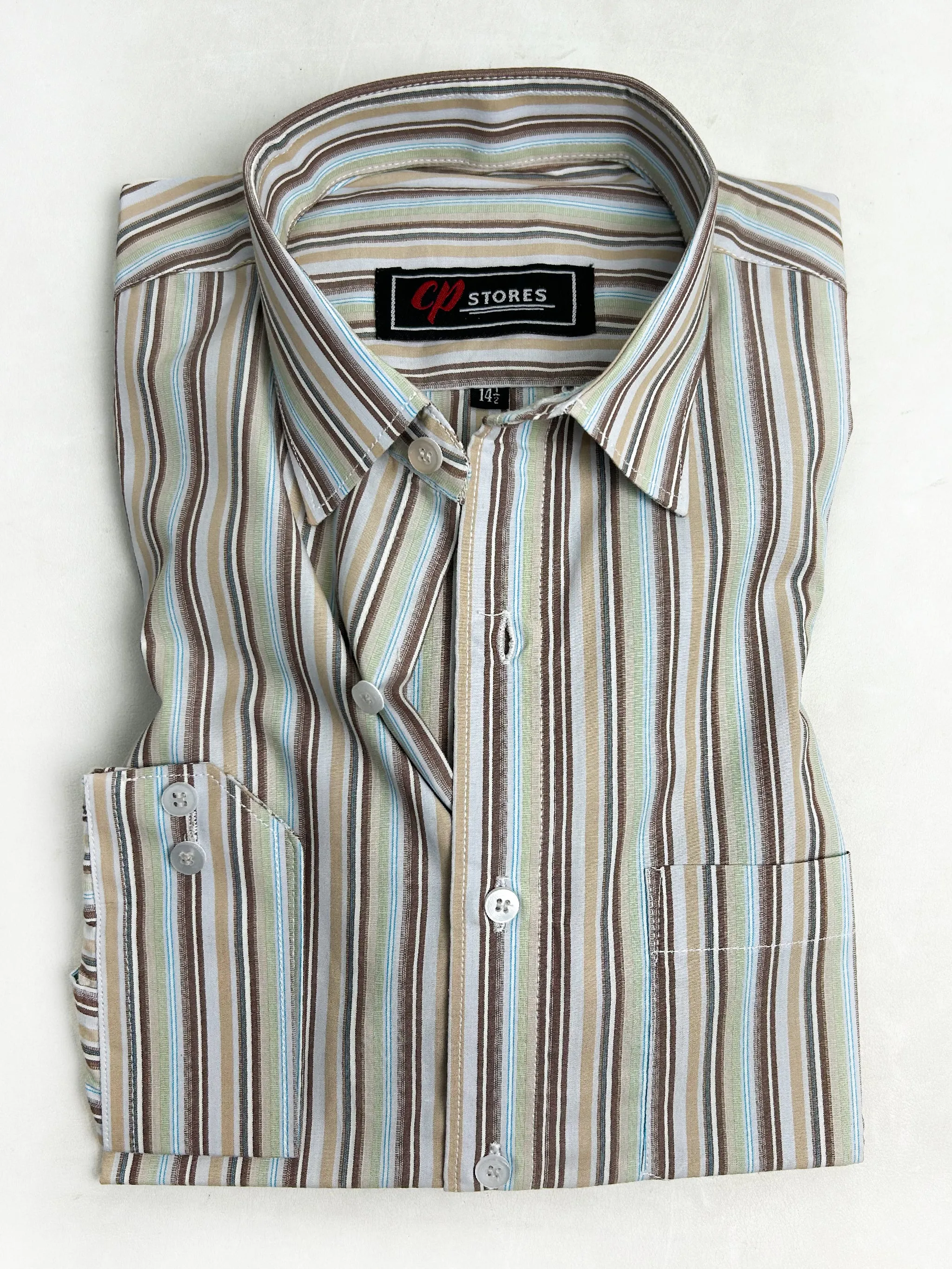 Dark Brown Lines Formal Dress Shirt For Men AN MFS115