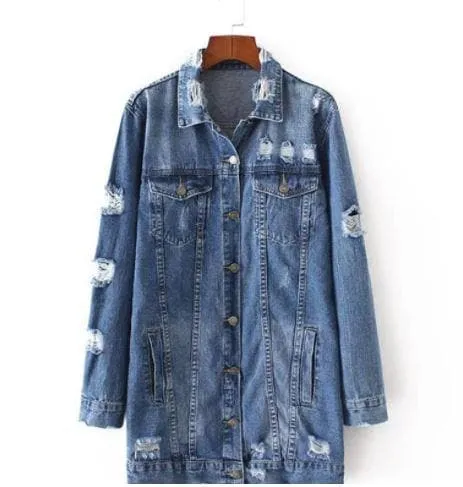 Distressed Denim Women's Boyfriend Jacket Organic Cotton