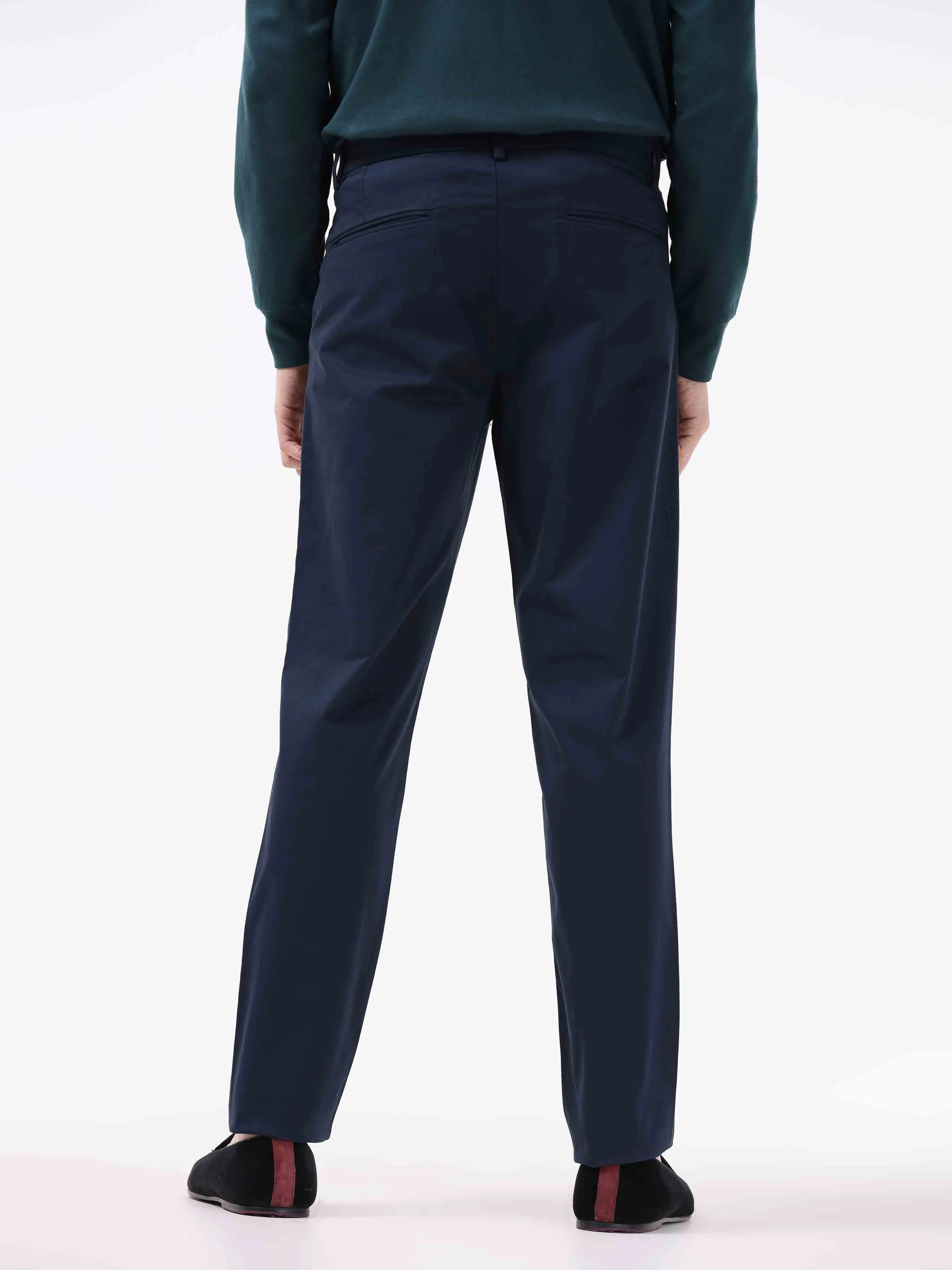 Essential Pleated Navy Fine Twill Pant