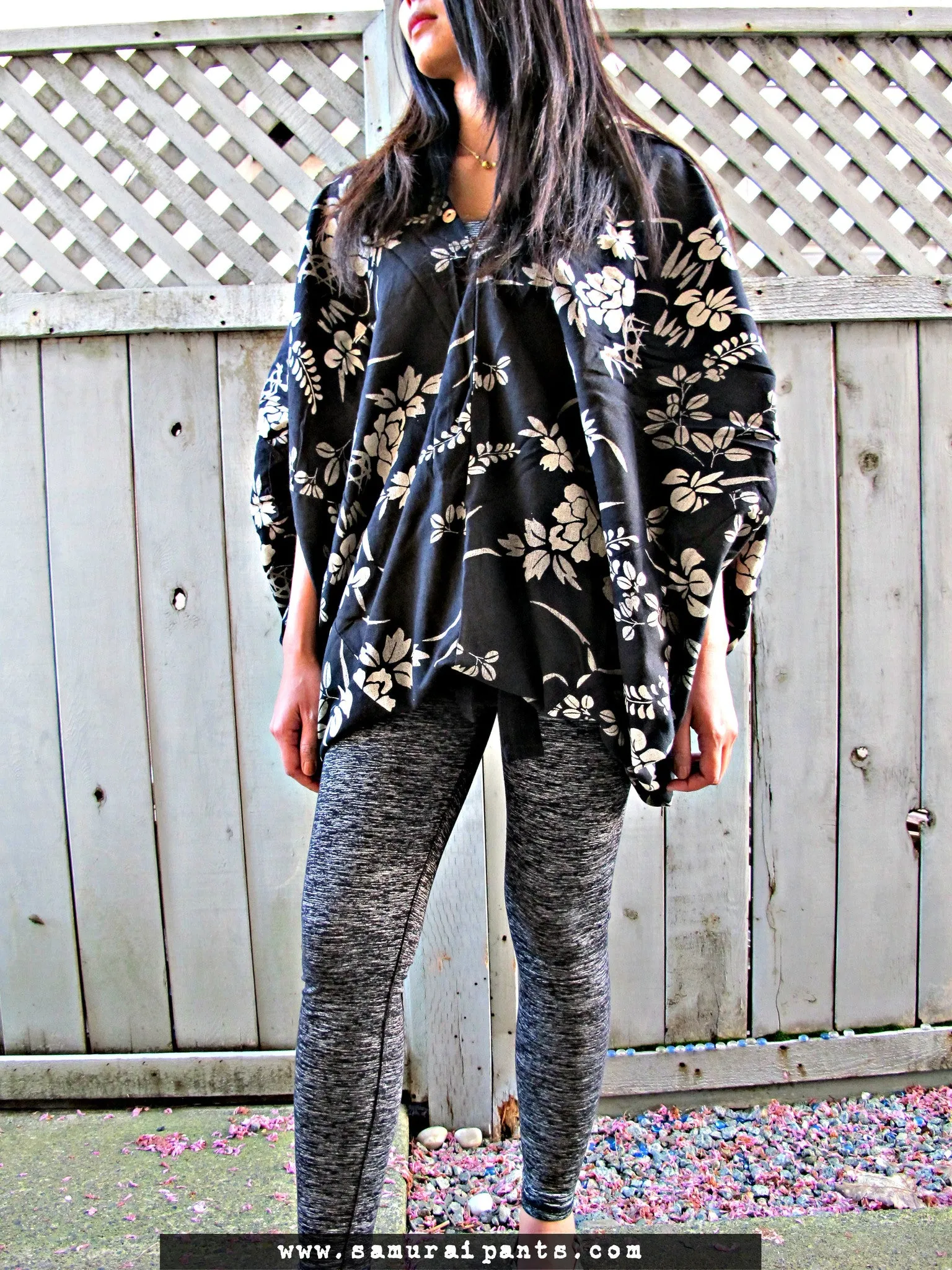 Fern Print Karate Baggy Poncho Harem Pants