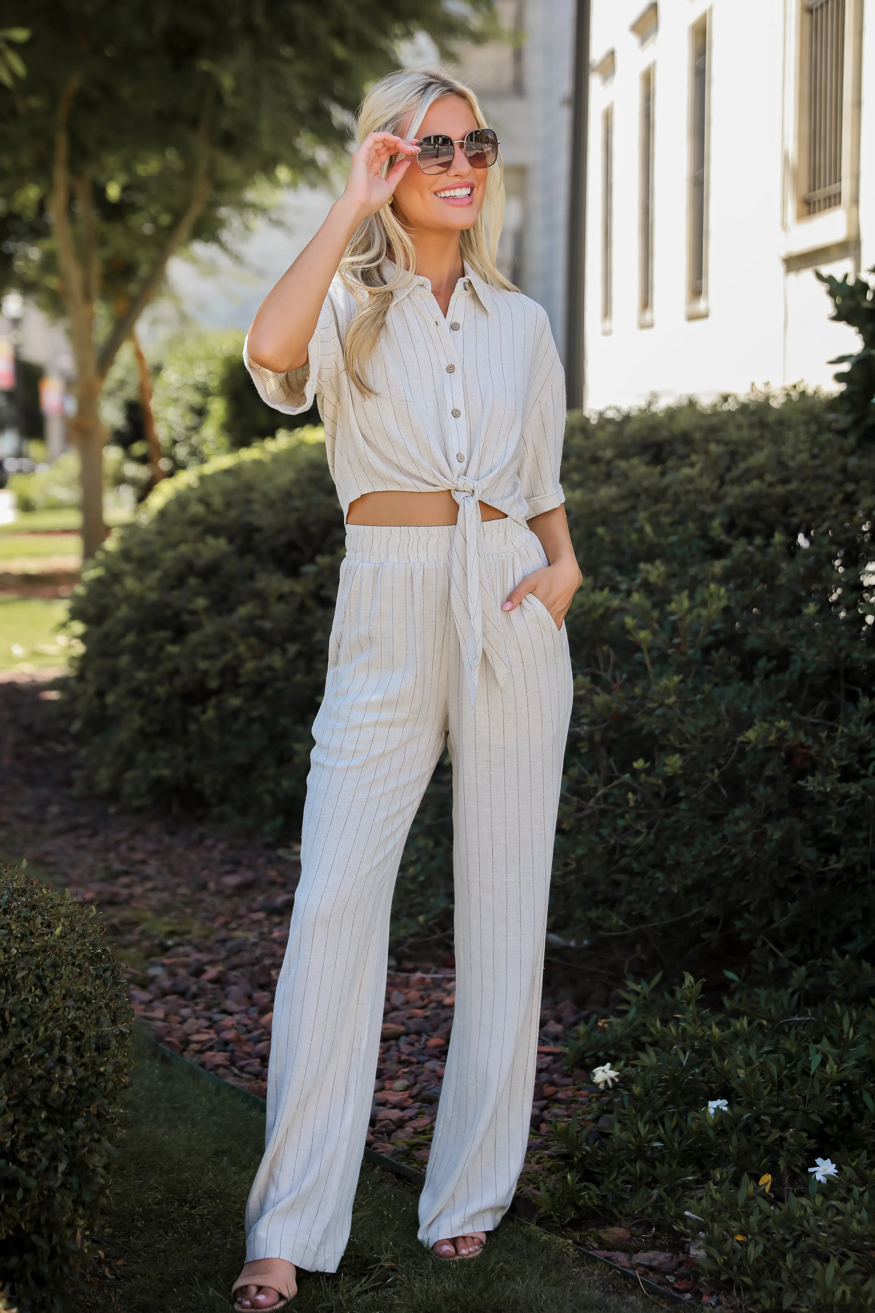 FINAL SALE - Moment Maker Striped Linen Pants