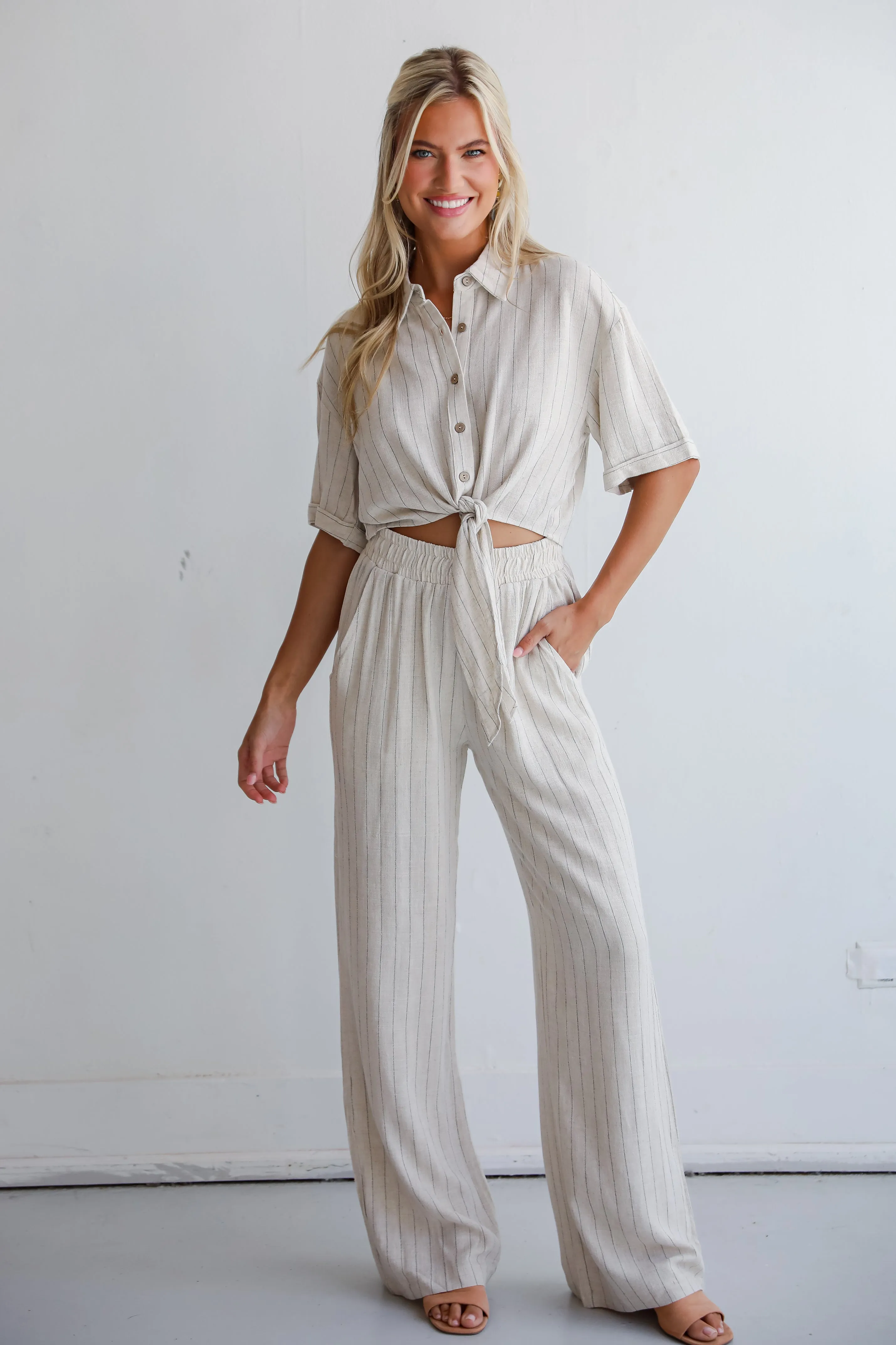 FINAL SALE - Moment Maker Striped Linen Pants