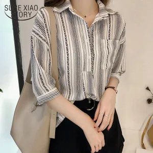 Joskaa Christmas Gift Plus Size 3XL 4XL striped OL blouse Fashion Woman Blouses 2024 Cothing Female Shirt Women Blouse Shirt Blusa Feminine 1179 40