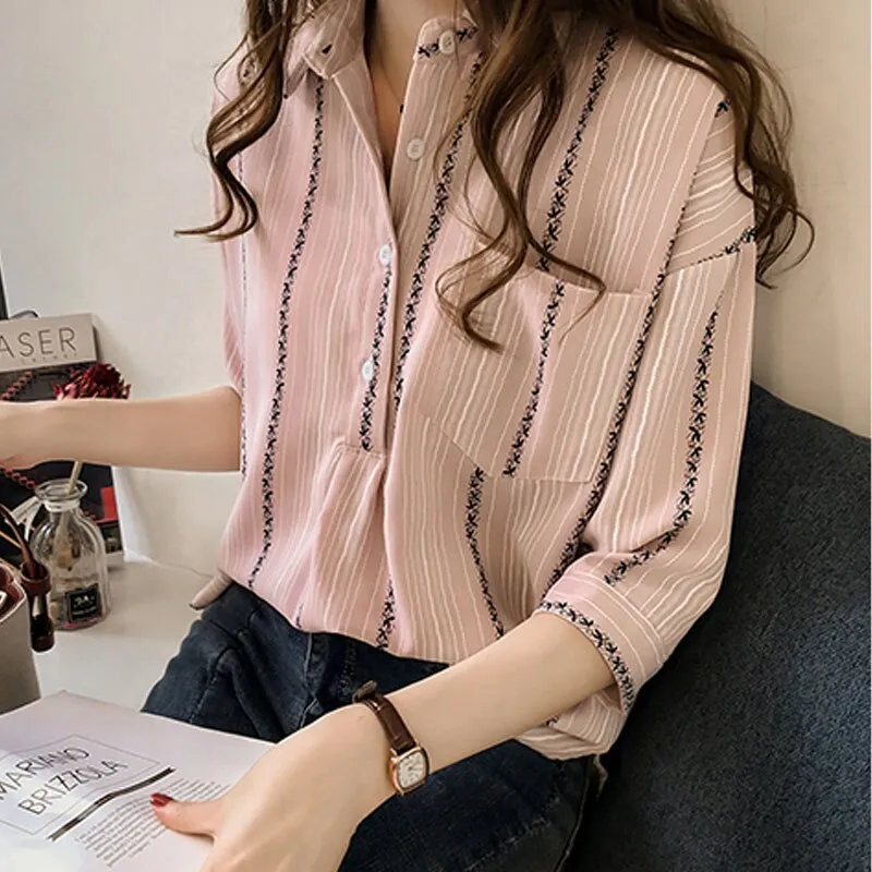 Joskaa Christmas Gift Plus Size 3XL 4XL striped OL blouse Fashion Woman Blouses 2024 Cothing Female Shirt Women Blouse Shirt Blusa Feminine 1179 40