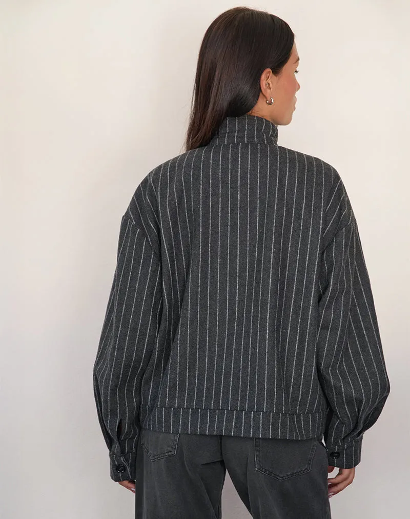 Lastika Jacket in Charcoal Pinstripe