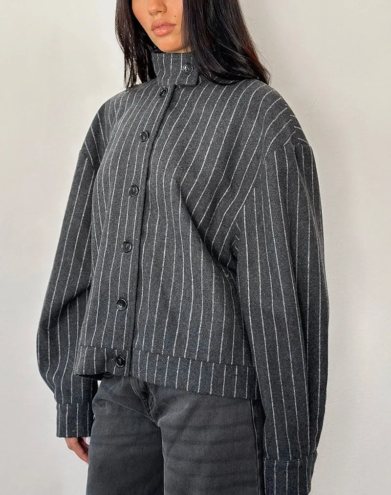 Lastika Jacket in Charcoal Pinstripe