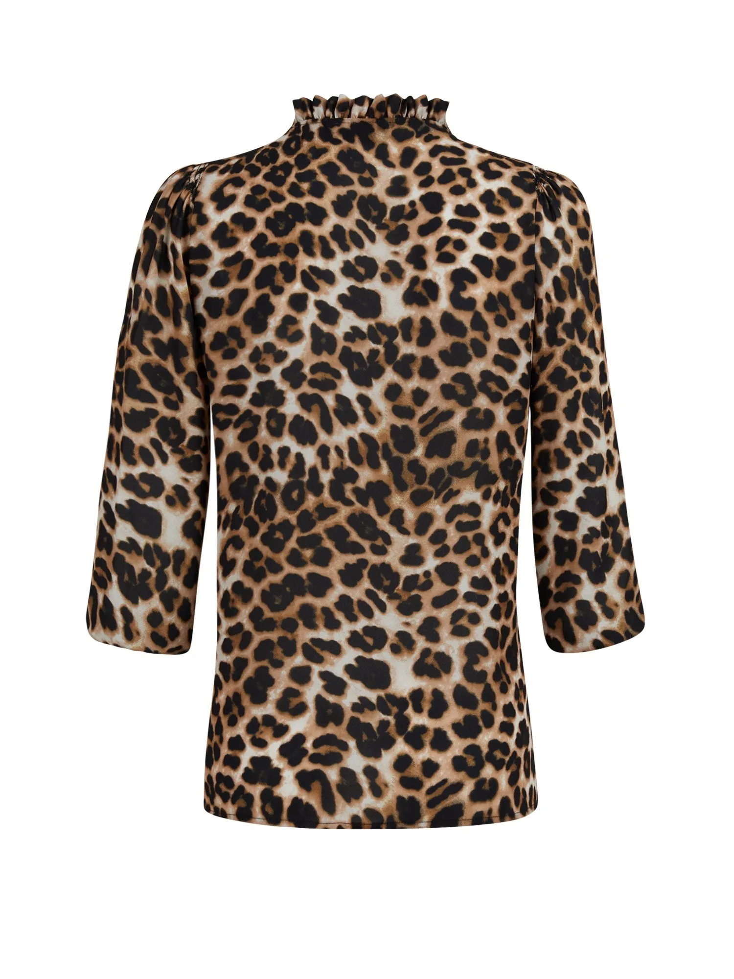 Leopard-Print Smocked Shoulder Blouse