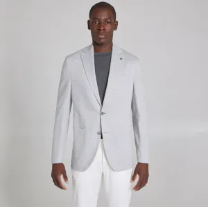 Light Gray Herringbone Hartford Contemporary Fit Cotton-Linen Knit Sport Jacket - Jack Victor