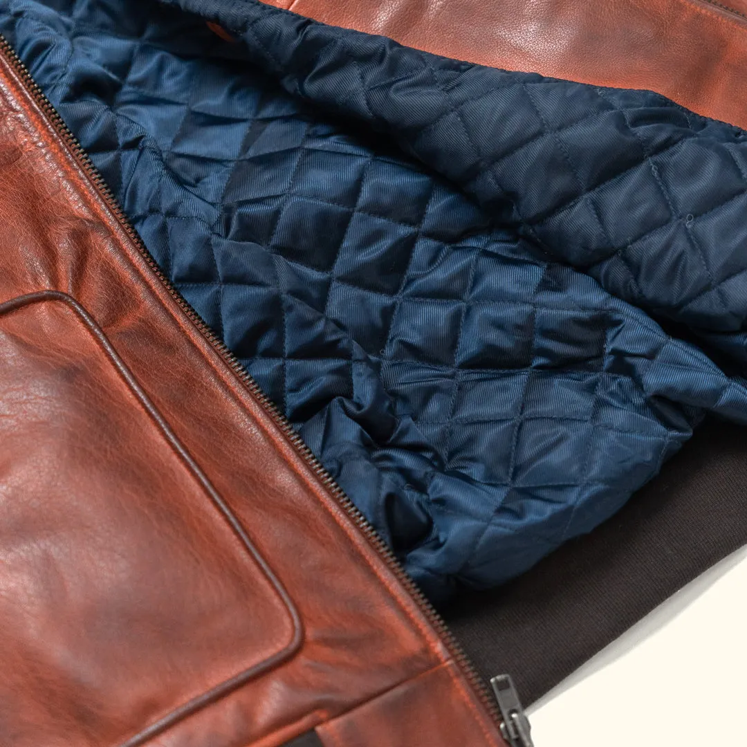 Limited Maverick Leather Bomber Jacket | Buffalo Grain Brown