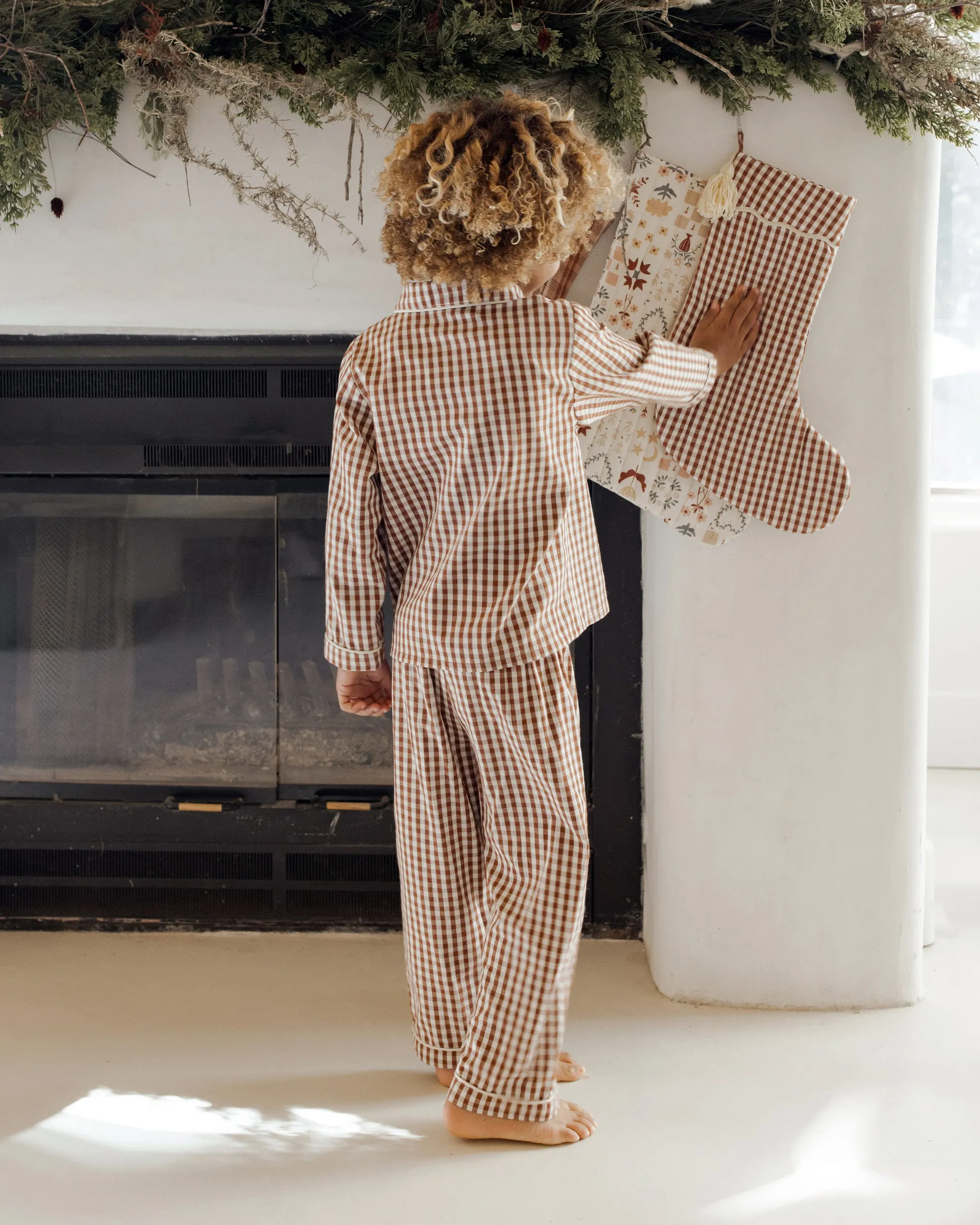 Long Sleeve Pajamas || Brick Gingham