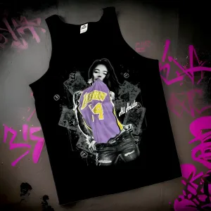 *<SC>* (BLACK) ~ALL HUSTLE~ HEAVY COTTON JUMBO PRINT TANK TOPS