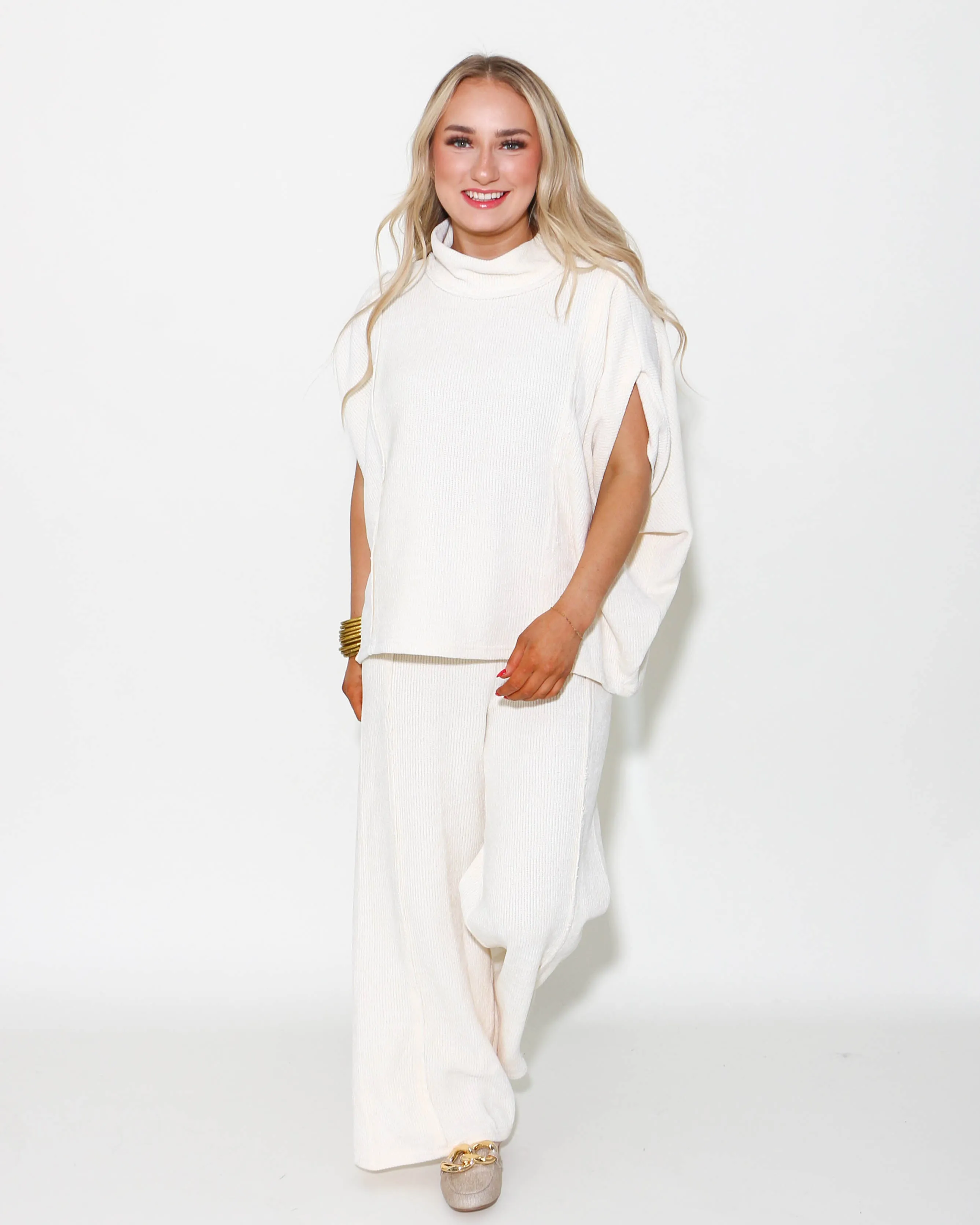 Luxe Cream Wide Leg Pants & Top Set