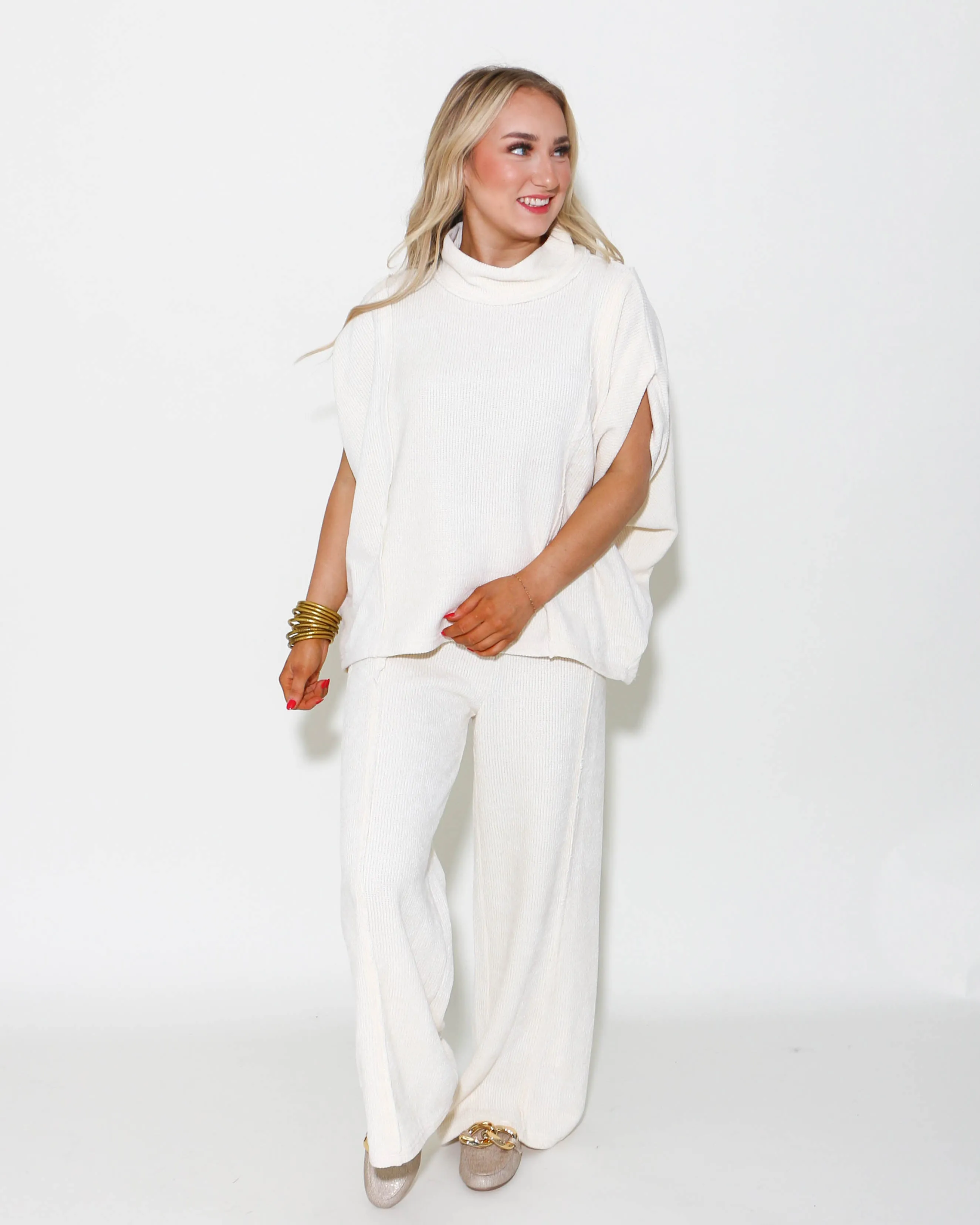 Luxe Cream Wide Leg Pants & Top Set