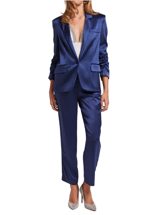 Madison Satin Blazer - Navy