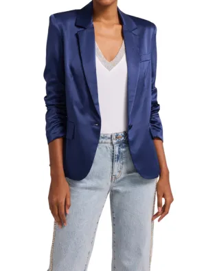 Madison Satin Blazer - Navy