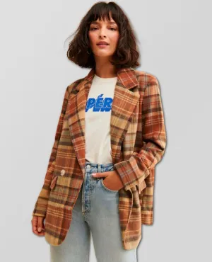 Mari Plaid Blazer Winter Wheat