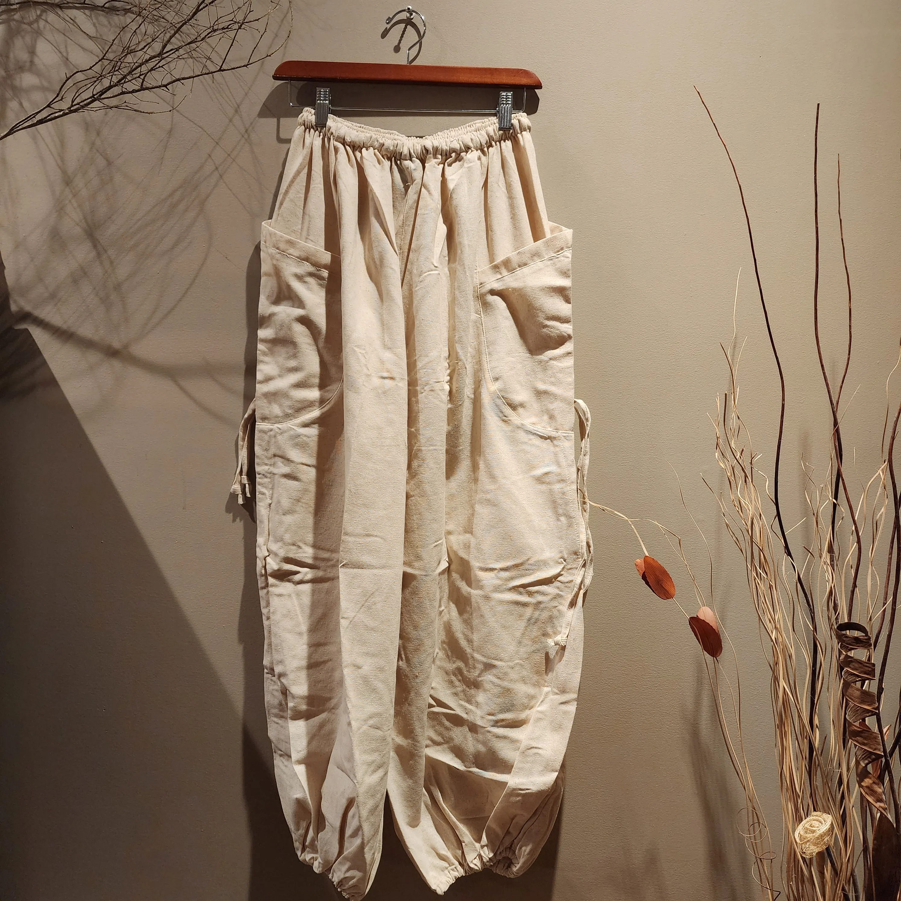 Natural Cotton Drawstring Comfy Pants