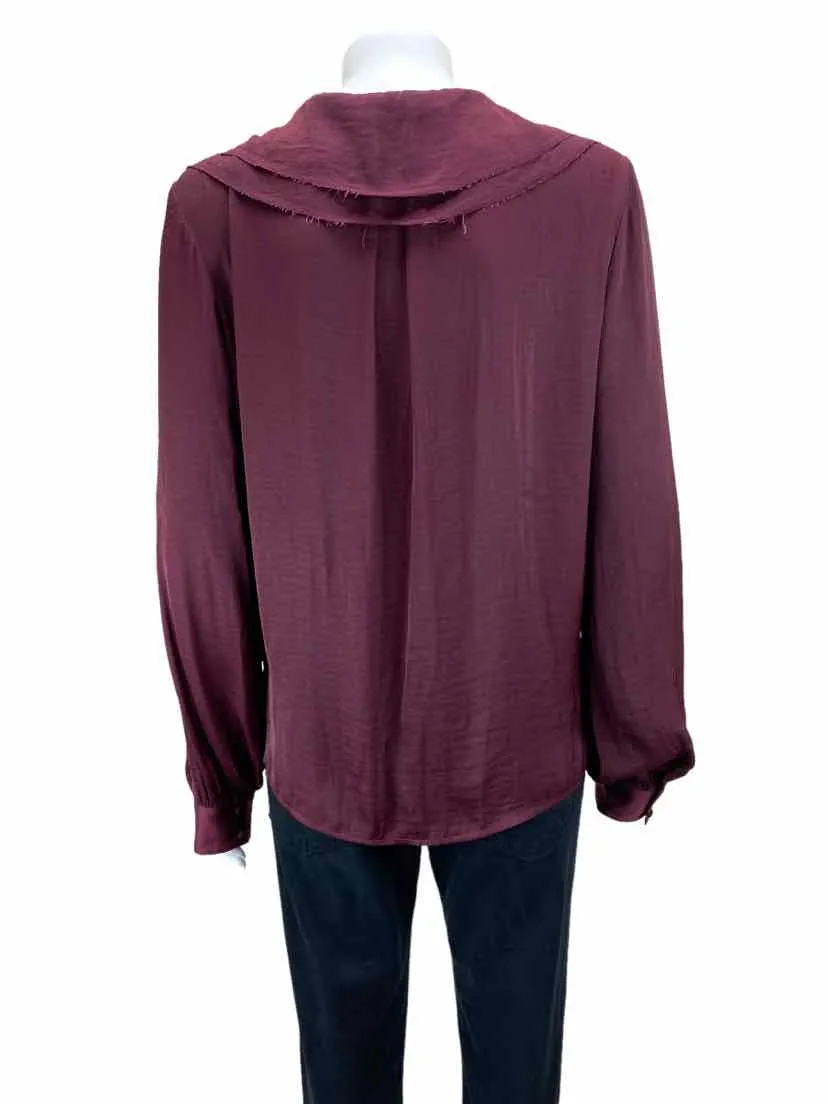 Paige, Women's Ruffle Front Blouse, Dark Currant, Size M