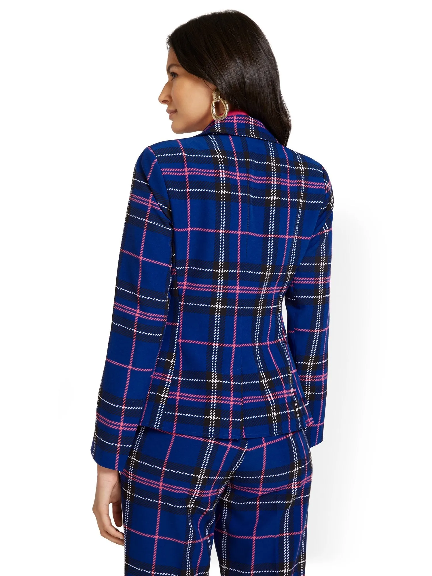 Plaid One-Button Jacket