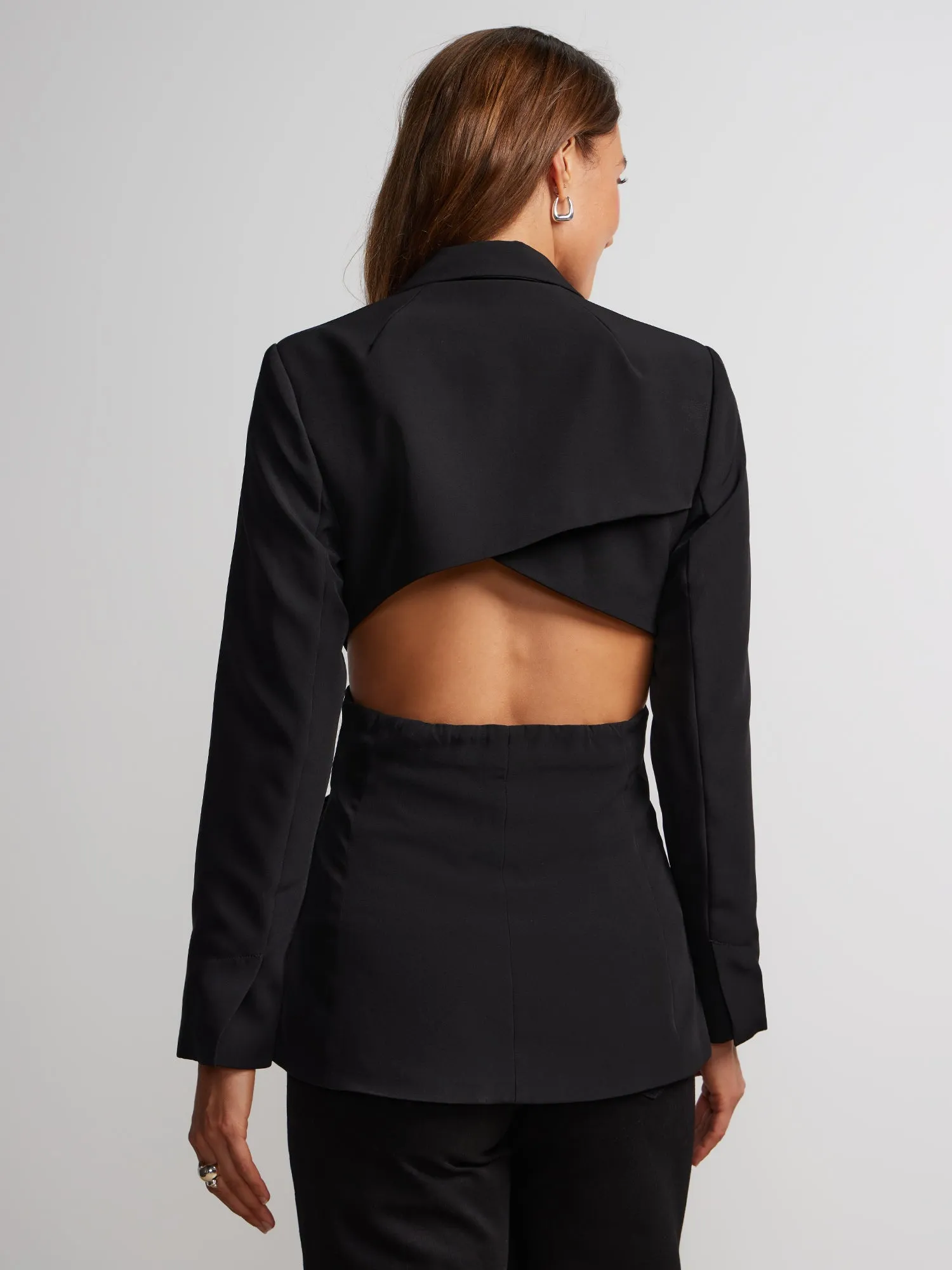 Plunging Neck Back Cut-Out Blazer