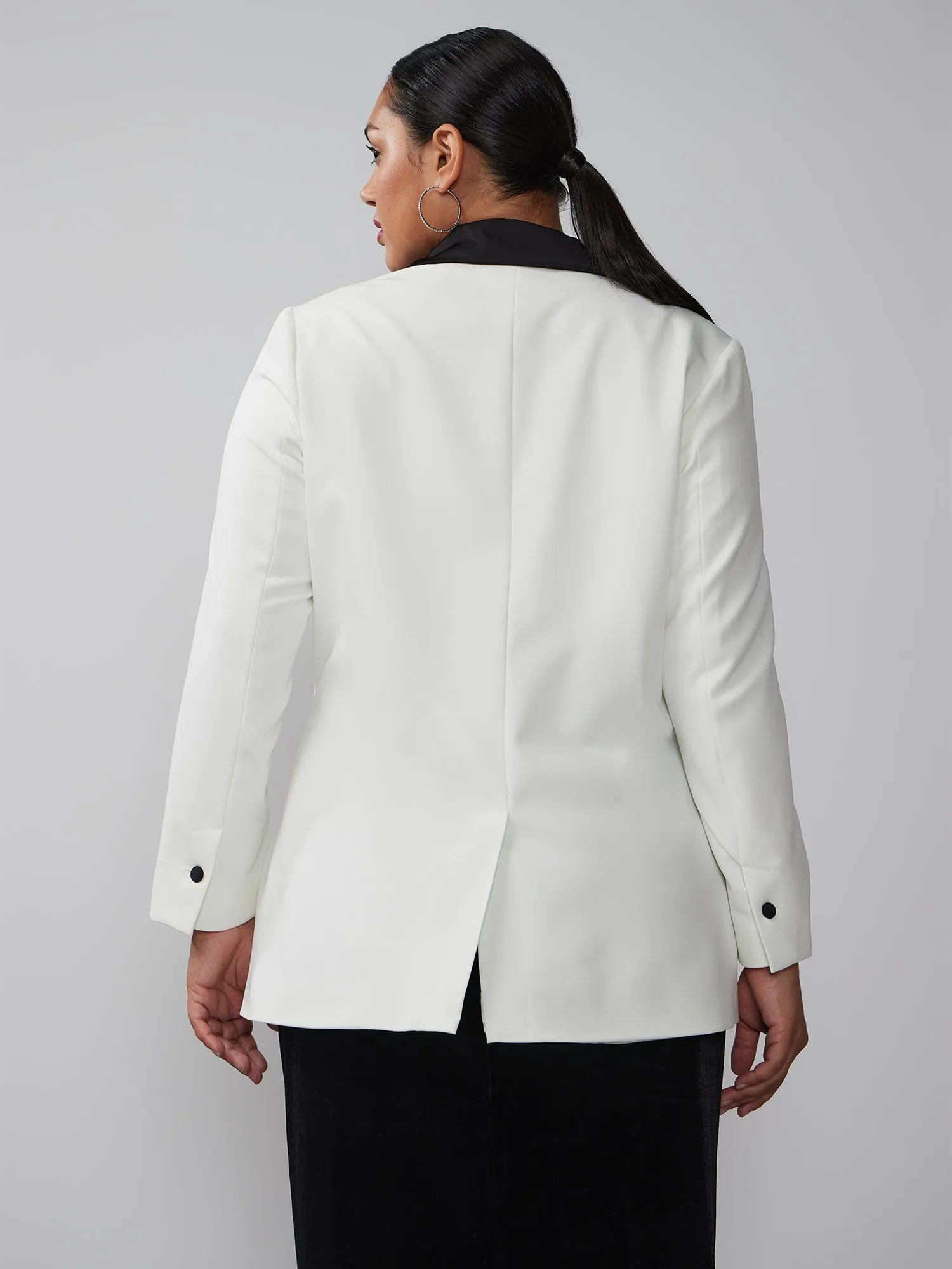 Plus Long Sleeve Double-Breasted Blazer