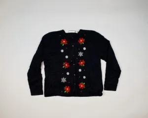 Poinsettias With Snowflakes-Small Christmas Sweater