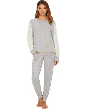 Q80766 Harbor Lace Trim Cozy Fleece Pajamas