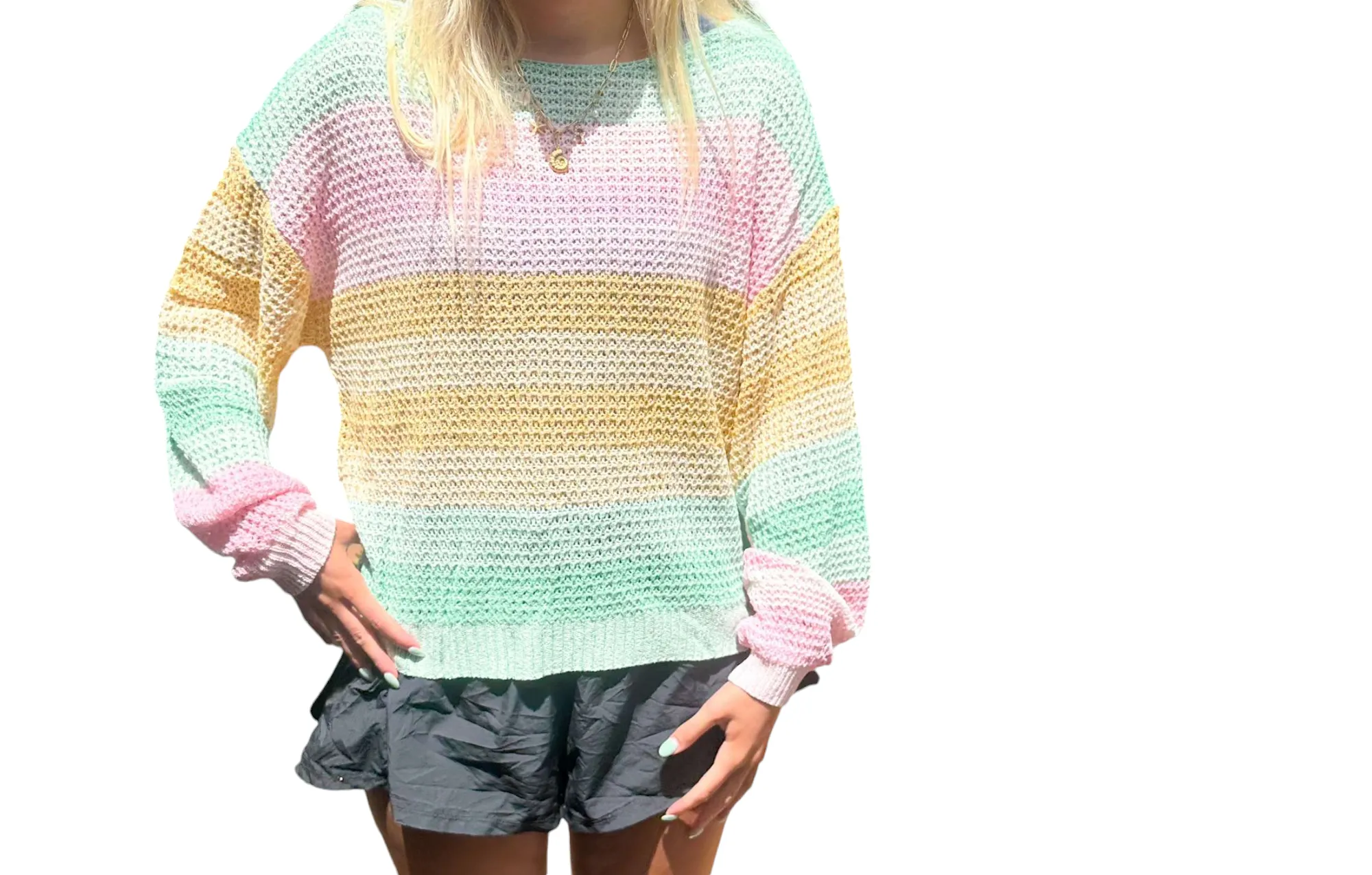 Rainbow Stripes Cozy Sweater