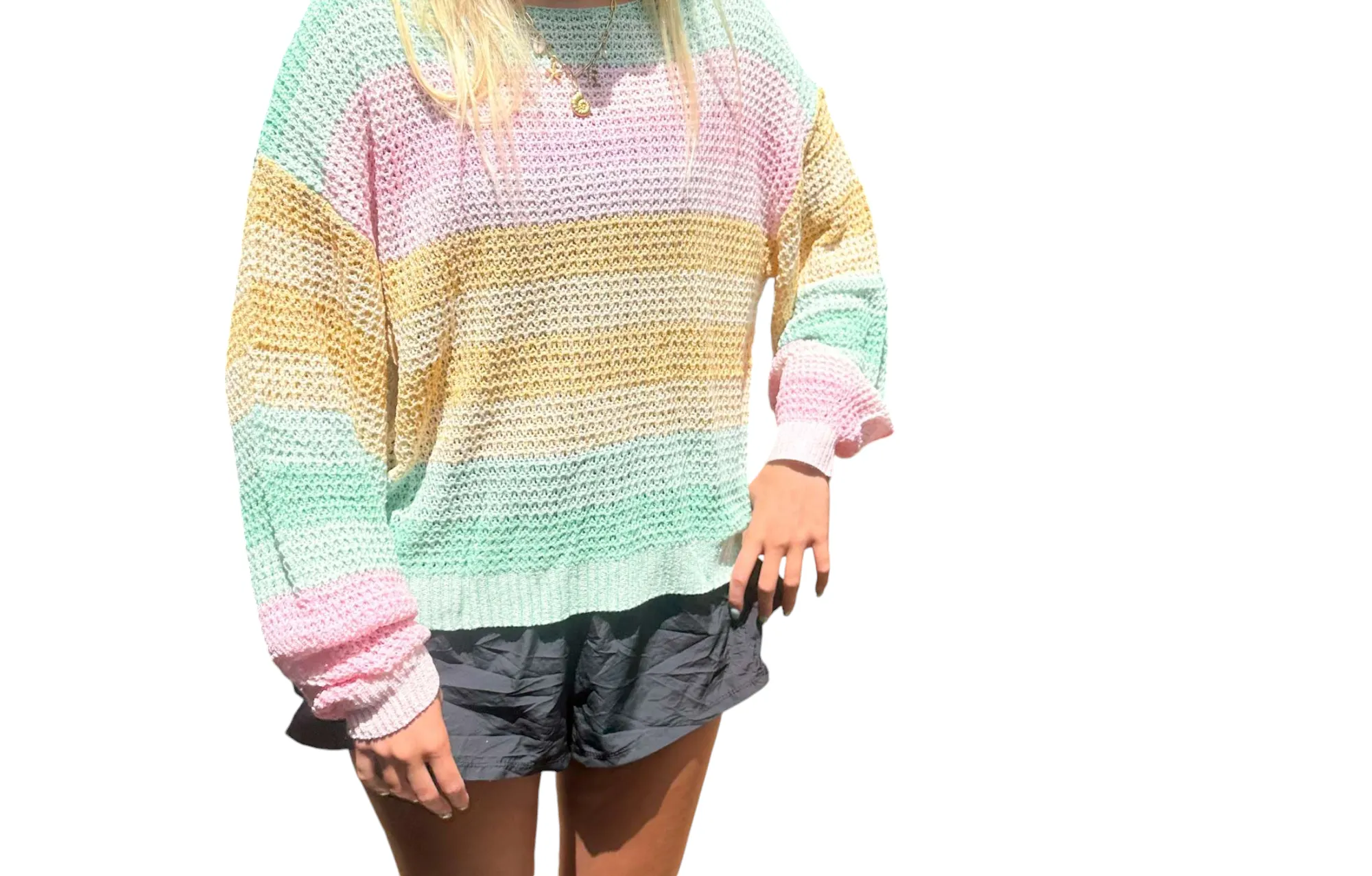 Rainbow Stripes Cozy Sweater