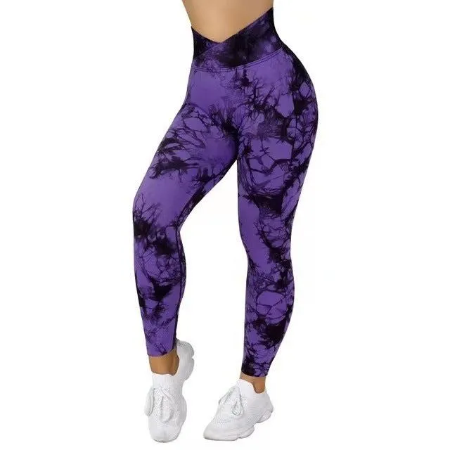 Seamless Tie Dye Leggings Women Yoga Pants Sport Fitness Running Gym Leggings