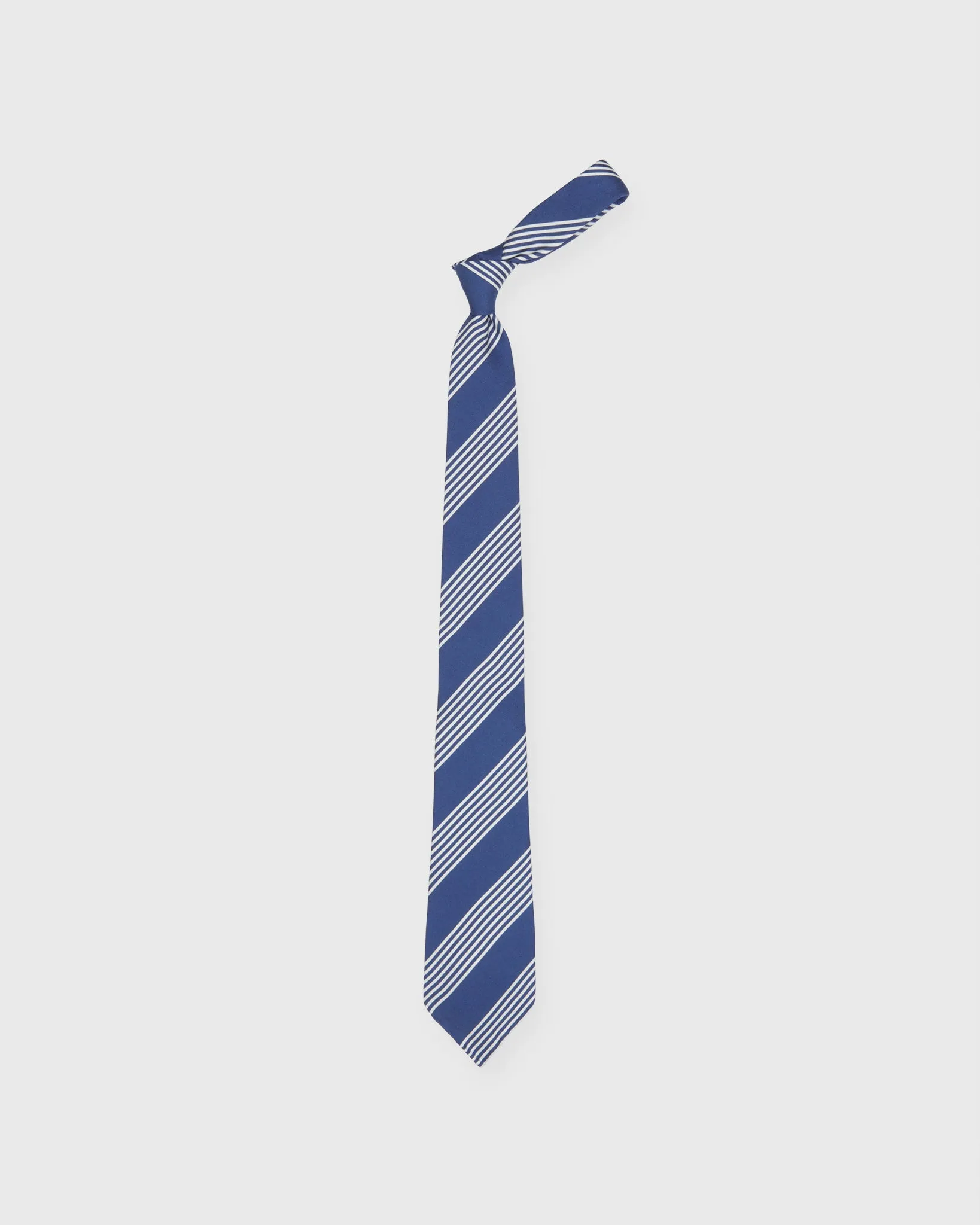 Silk Print Tie in Blue/White Stripe