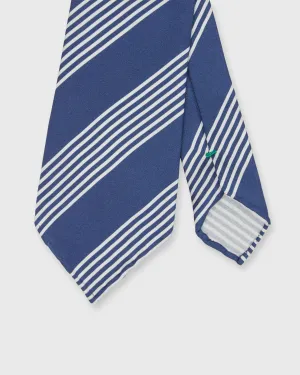 Silk Print Tie in Blue/White Stripe