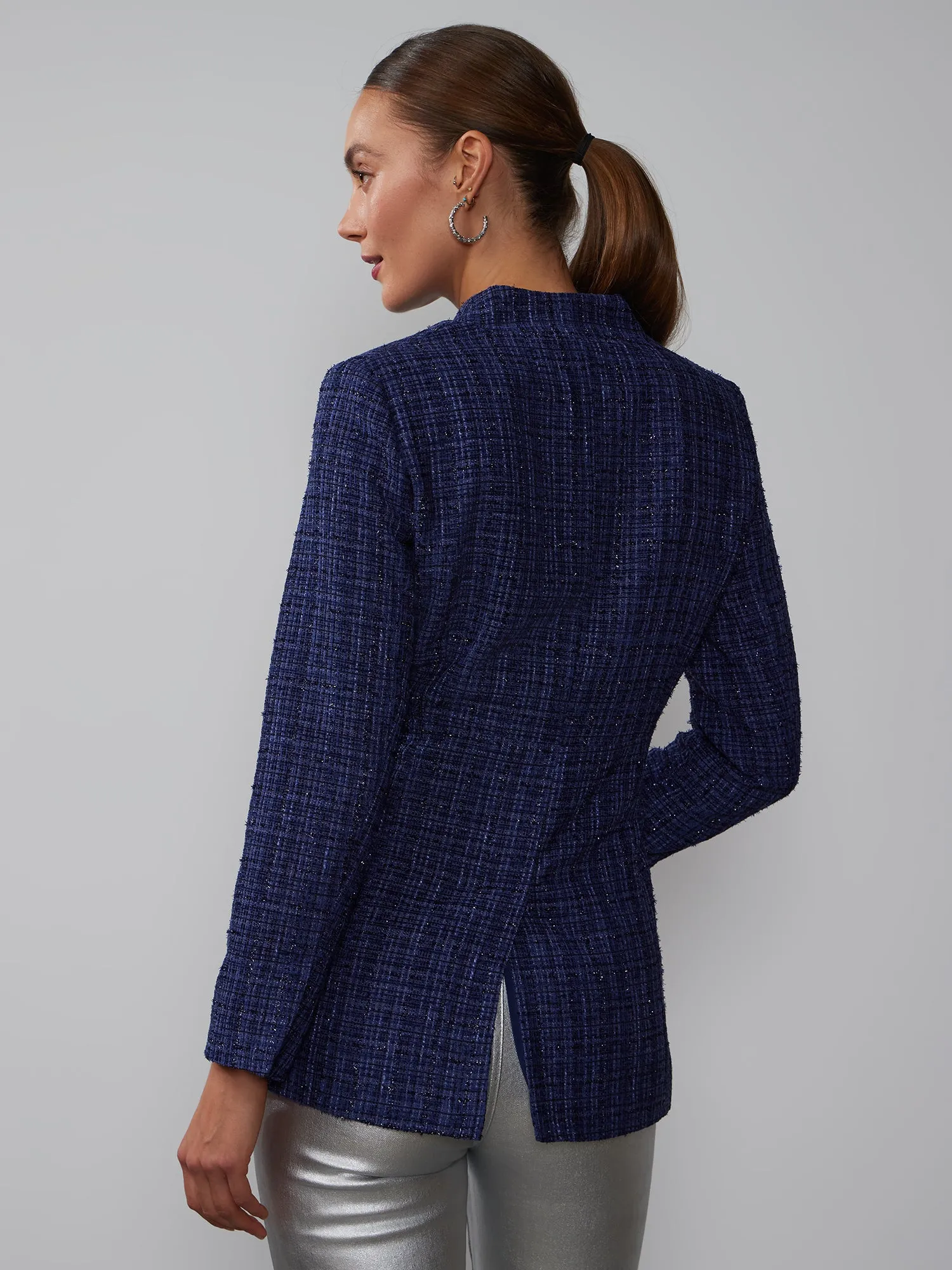 Single Breasted Boucle Tweed Jacket