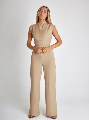 Sleeveless straight pants jumpsuit