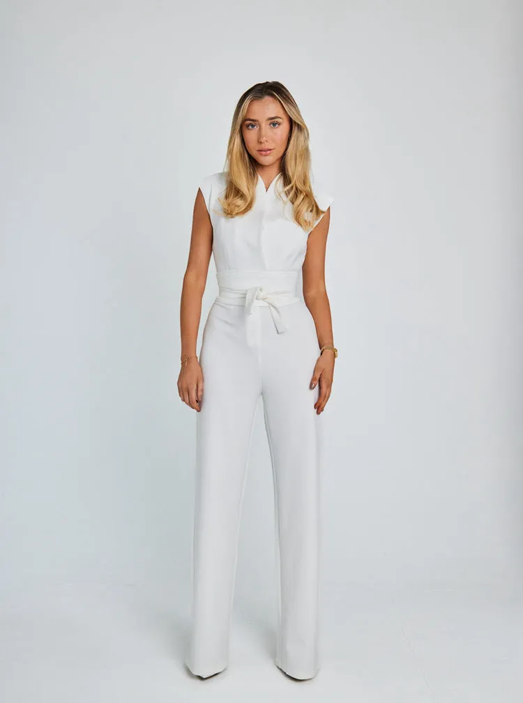 Sleeveless straight pants jumpsuit