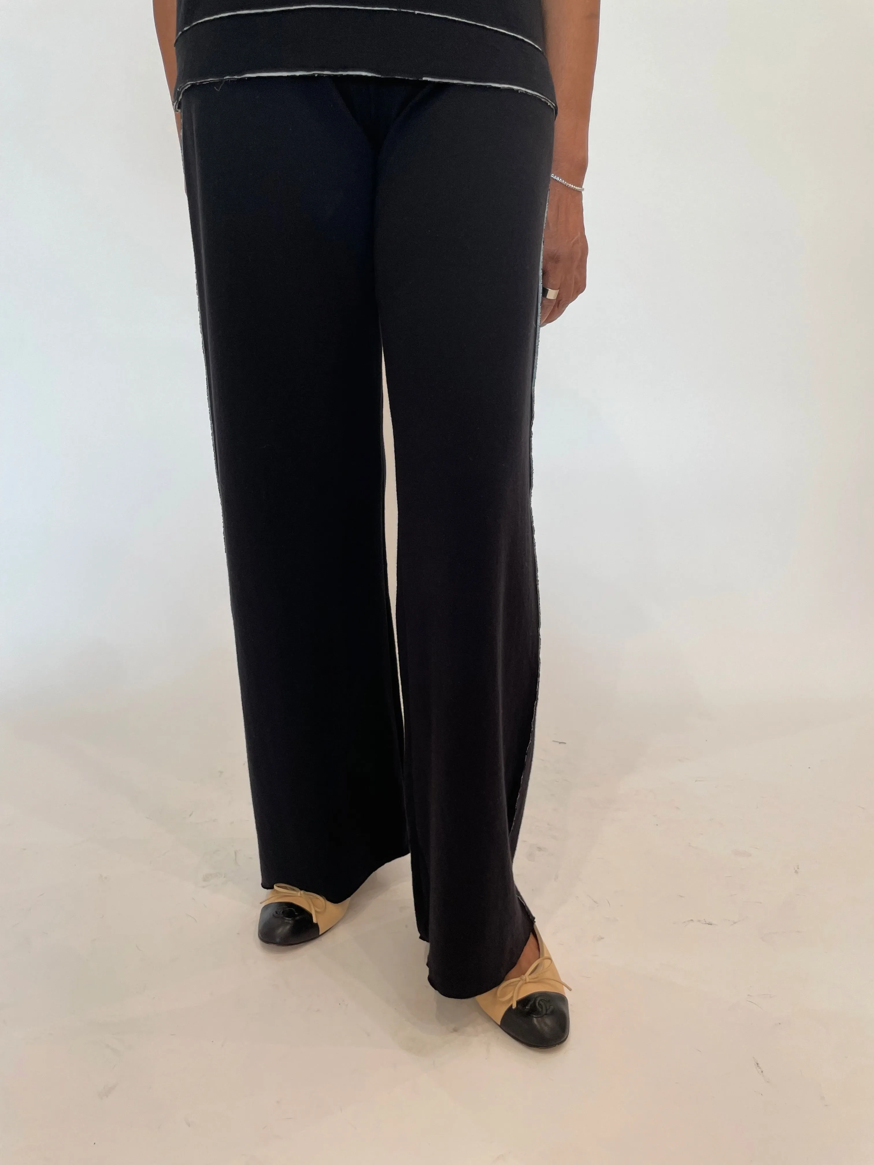 Stella Double-Faced Flare Pants - Black/Gray Heather