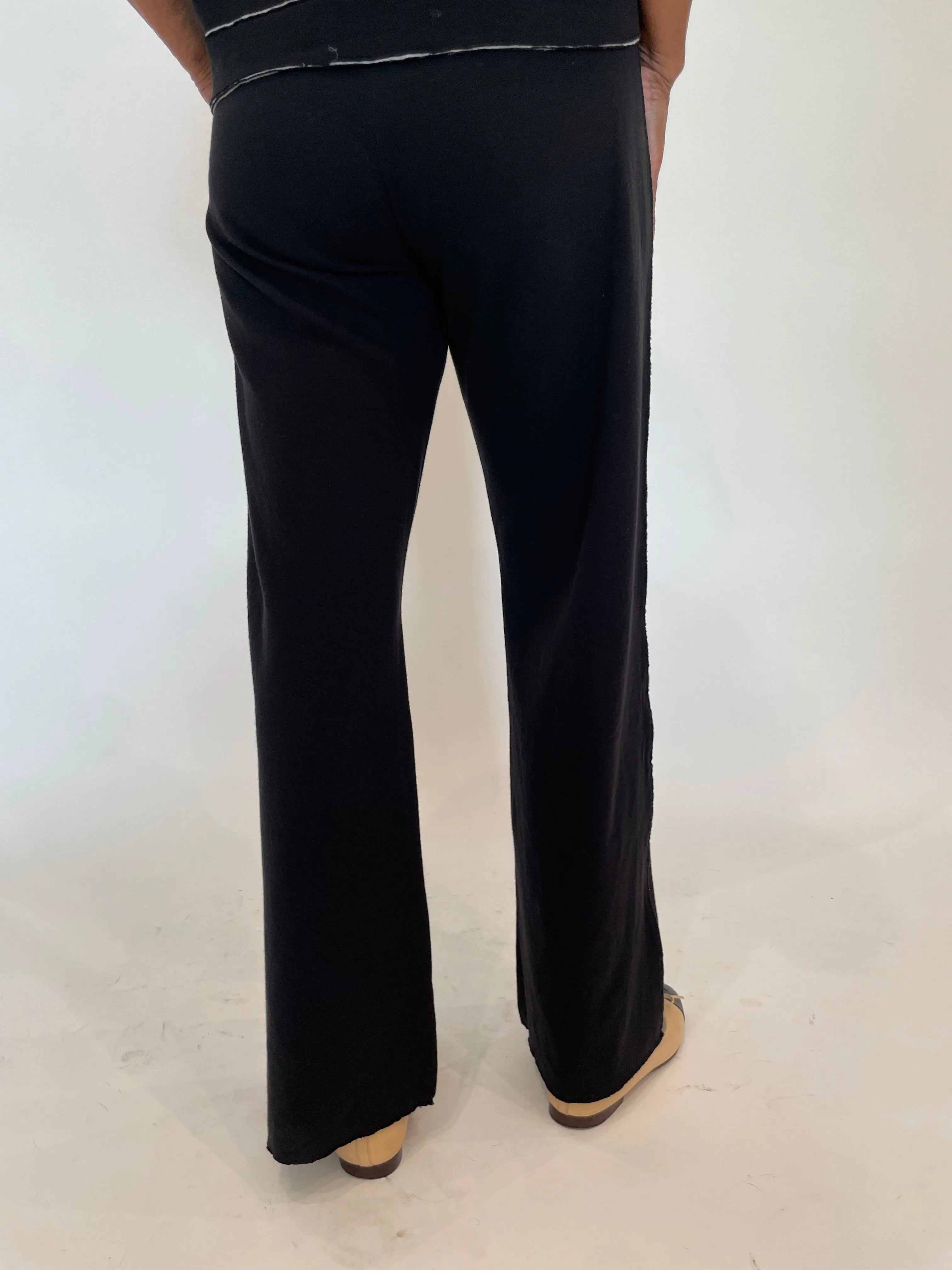 Stella Double-Faced Flare Pants - Black/Gray Heather