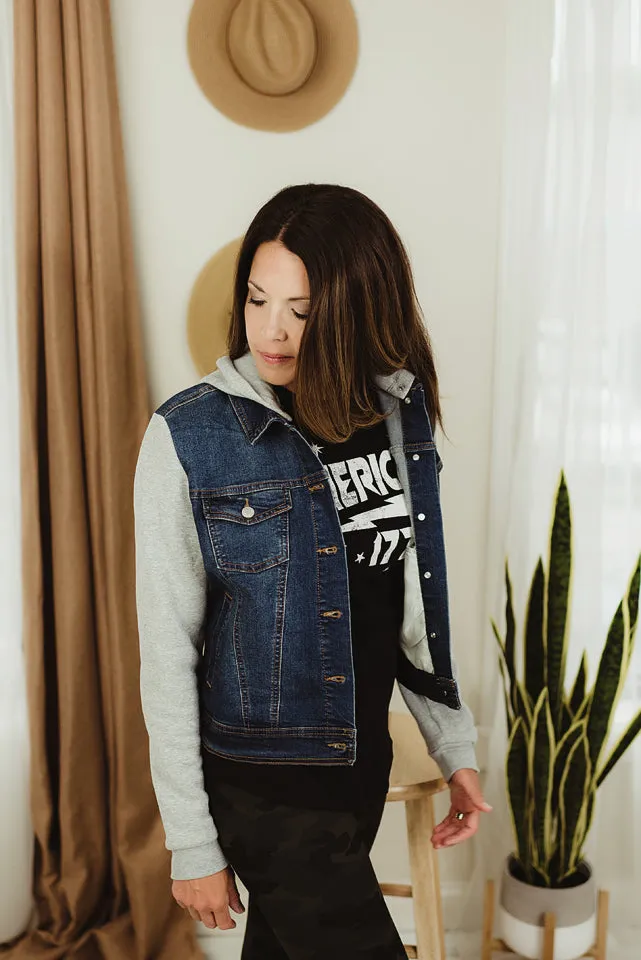 Stretch Hooded Denim Jacket