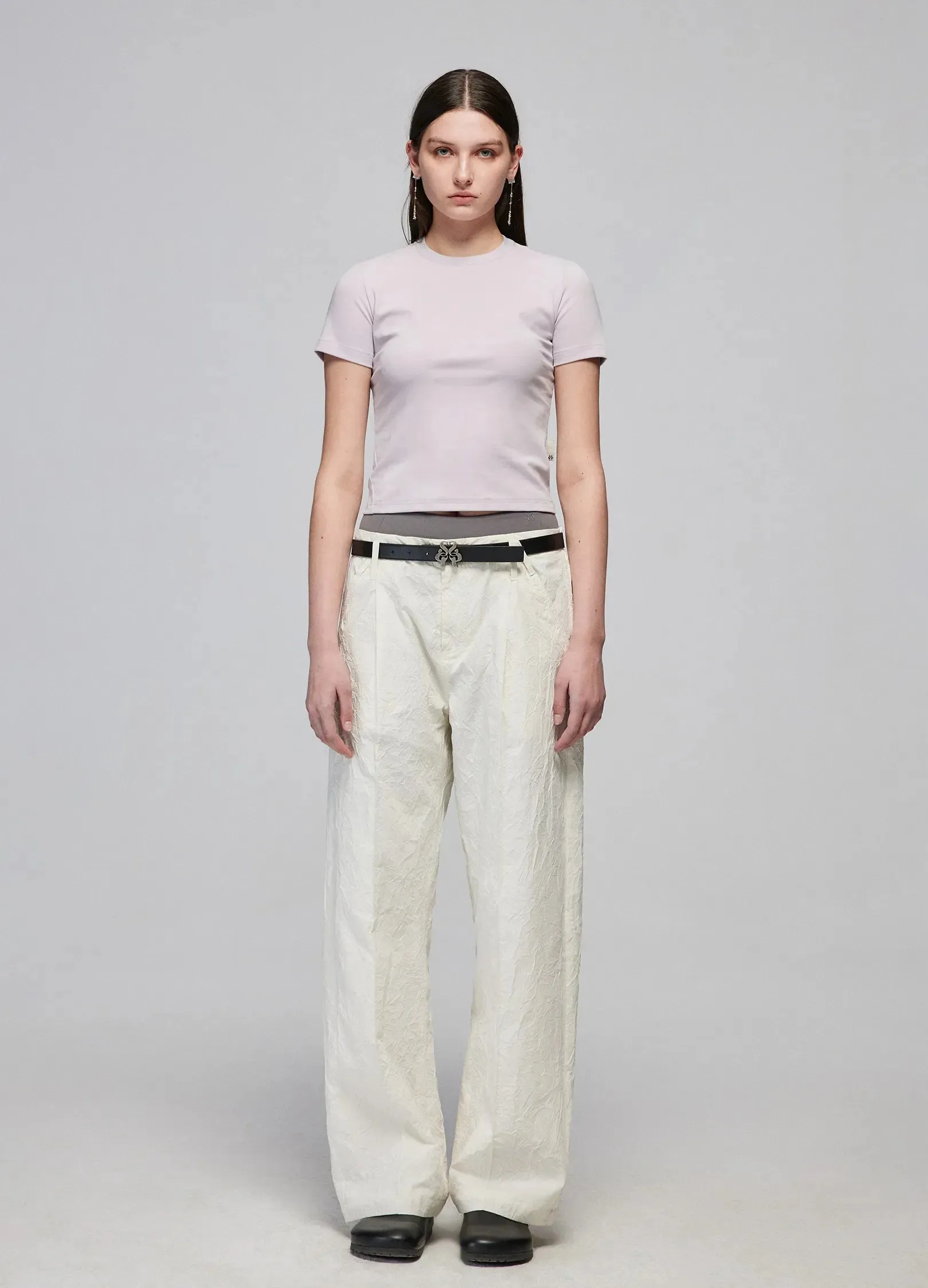 Textured Loose Wide-Leg Pants