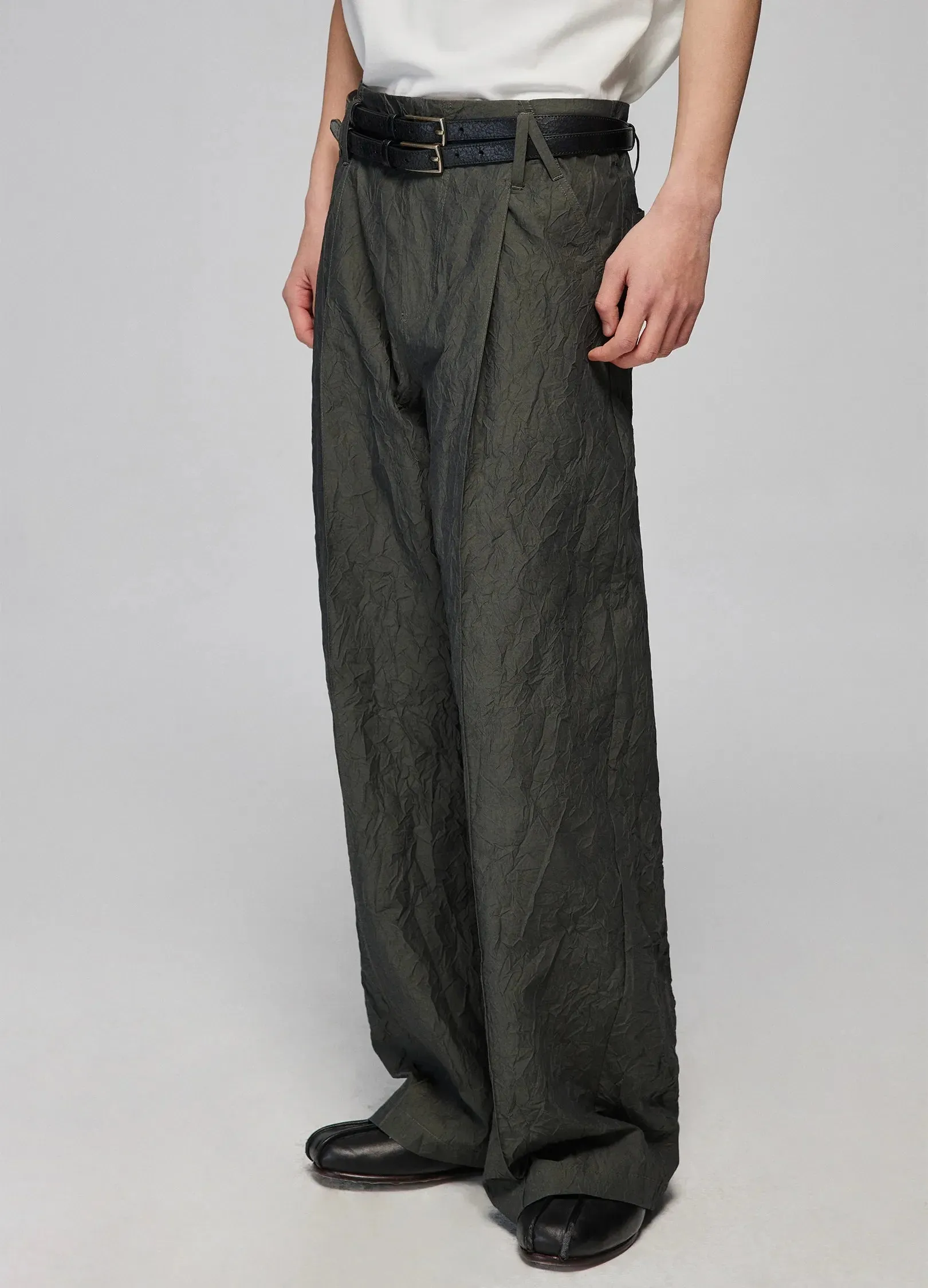 Textured Loose Wide-Leg Pants