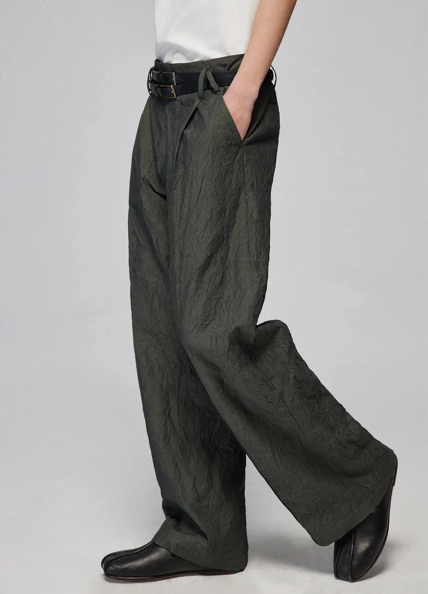 Textured Loose Wide-Leg Pants